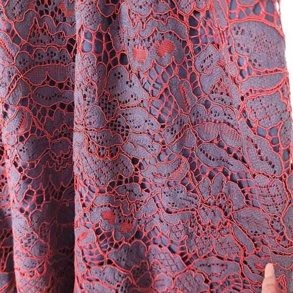 Mod Cloth A Night Like This blue and red lace ruffle hem halter dress Size 8 - Picture 8 of 15